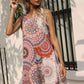 FULL SIZE Printed Round Neck Sleeveless Dress with Pockets