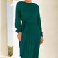 Full Size Round Neck Long Sleeve Pleated Sweater Dress