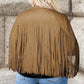 Plus Size Fringe Open Front Jacket