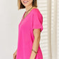 Zenana V-Neck Rolled Short Sleeve T-Shirt - Brand Zenana