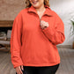 Plus Size Zip-Up Dropped Shoulder Sweatshirt
