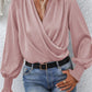 Surplice Neck Lantern Sleeve Blouse