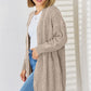 Cable-Knit Open Front Dropped Shoulder Cardigan