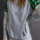 Striped Plaid Round Neck Long Sleeve T-Shirt