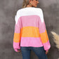 Hannah&Mea Color Block Round Neck Dropped Shoulder Sweater
