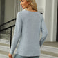 Full Size Square Neck Long Sleeve Slit T-Shirt