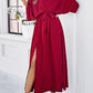 Slit Tied V-Neck Three-Quarter Sleeve Dress