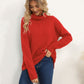 Slit Turtleneck Dropped Shoulder Sweater