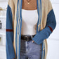 Contrast Button Up Dropped Shoulder Cardigan