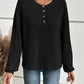 Full Size Half Button Long Sleeve Top