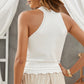 SUMMERCHIC Full Size Scalloped Openwork Grecian Neck Tank