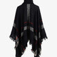 Plaid Turtleneck Raw Hem Poncho