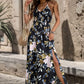 Slit Smocked Printed Maxi Cami Dress
