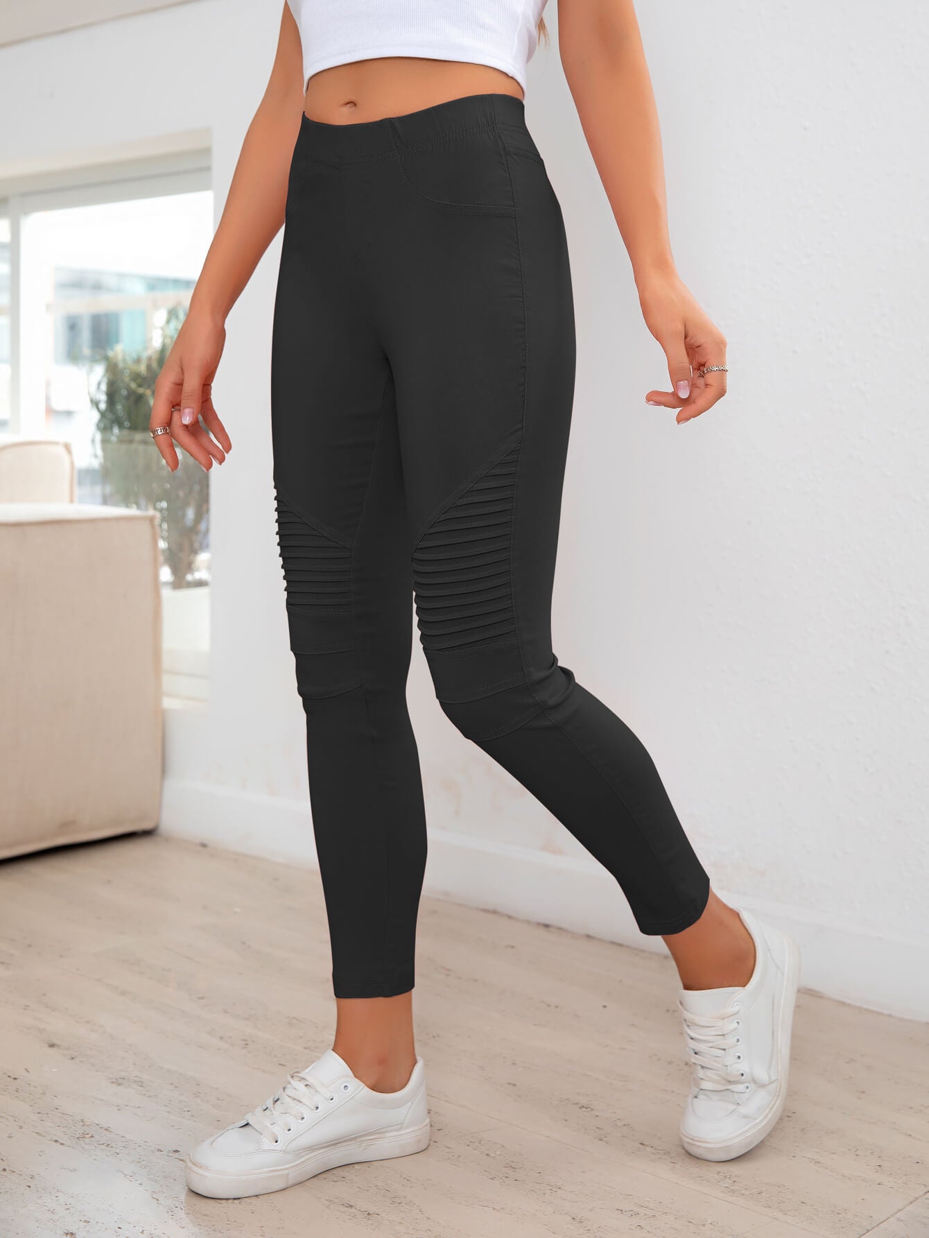 QUINN AMIR Ribbed Detail Leggings