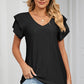 Eyelet V-Neck Short Sleeve T-Shirt