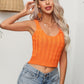Orange Cable-Knit Cropped Knit Tank