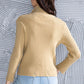 Ribbed Long Sleeve Slit Distressed Sweater