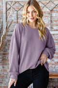 Heimish Full Size Round Neck Dropped Shoulder Blouse *