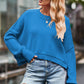 Round Neck Drop Shoulder Long Sleeve Sweater