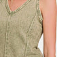 Zenana Exposed Seam V-Neck Wide Strap Tank