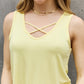 BOMBOM Criss Cross Front Detail Sleeveless Top in Butter Yellow 🦋