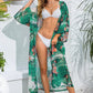 Floral Tie Waist Duster Cover Up