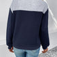 Textured Contrast Half Button Sweatshirt