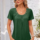 Decorative Button Scoop Neck T-Shirt