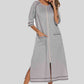 Zip Up Slit Round Neck Night Dress with Pockets