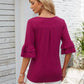 Ruffled Suqare Neck Half Sleeve Blouse
