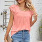 Eyelet Square Neck Cap Sleeve Blouse