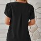 Swiss Dot Notched Petal Sleeve T-Shirt