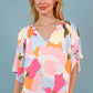Women's Printed Notched Neck Half Sleeve Blouse
