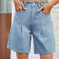 High Waist Denim Shorts with Pockets