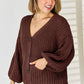 Pocketed Button Up Dropped Shoulder Cardigan
