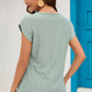 Eyelet Round Neck Short Sleeve T-Shirt
