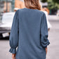 Full Size Swiss Dot Notched Neck Flounce Sleeve Blouse