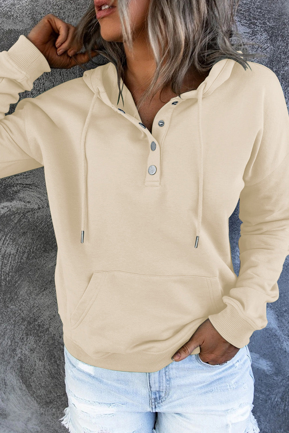 Full Size Dropped Shoulder Long Sleeve Hoodie with Pocket