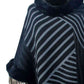 Contrasting Beauty One Size Striped Fringe Hem Poncho