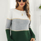 Color Block Horizontal Ribbing Sweater