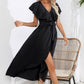Ruffled Tied V-Neck Midi Dress