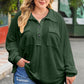 Plus Size Half Button Collared Neck Long Sleeve Blouse