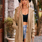 Collared Neck Button-Up Cardigan with Pockets