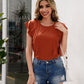 Ruffled Round Neck Cap Sleeve T-Shirt