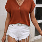 TRANQULSEA Buttoned V-Neck Short Sleeve Blouse