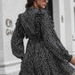 Haven Printed Ruffle Trim Smocked Long Sleeve Mini Dress