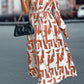 Printed One-Shoulder Tie Waist Dress