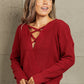 Woven Right Crisscross Back Waffle-Knit Sweater