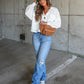 Love Cozy Stuff Ribbed Collared Neck Button Up Jacket