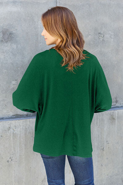 Double Take Full Size Round Neck Long Sleeve T-Shirt *